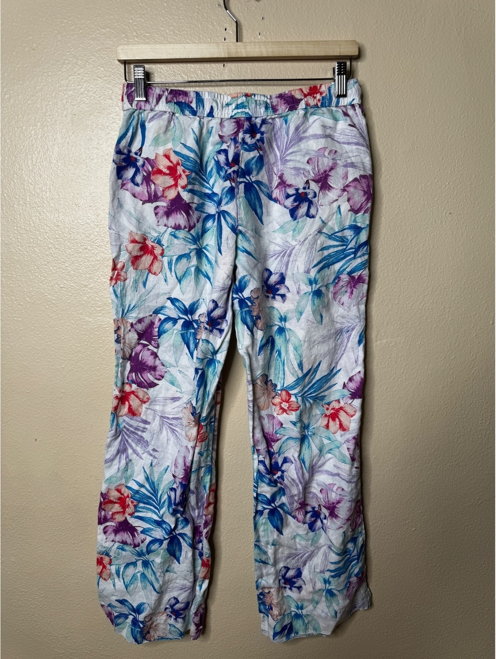 Tommy Bahama Women’s XS 100% Linen Pants Tropical Floral Drawstring Resort - Picture 5 of 7